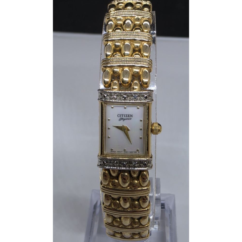 Citizen Elegance Diamonds MOP Palladium Gold Plated 5421-S64461  Watch Runs